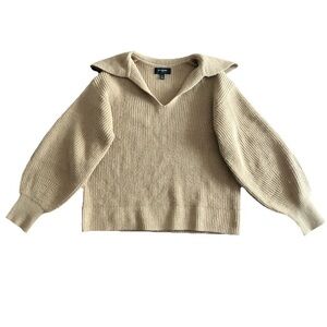 Banana Republic Women's L Camel Oversized Ribbed Johnny Collar Sweater Preppy